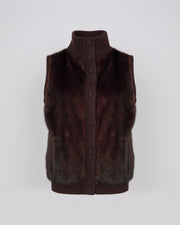 Short knitted gilet in merino and mink