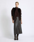 Short knitted gilet in merino and mink