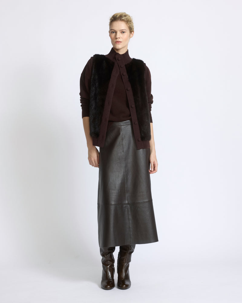 Short knitted gilet in merino and mink - Yves Salomon - New Fall/Winter Collection