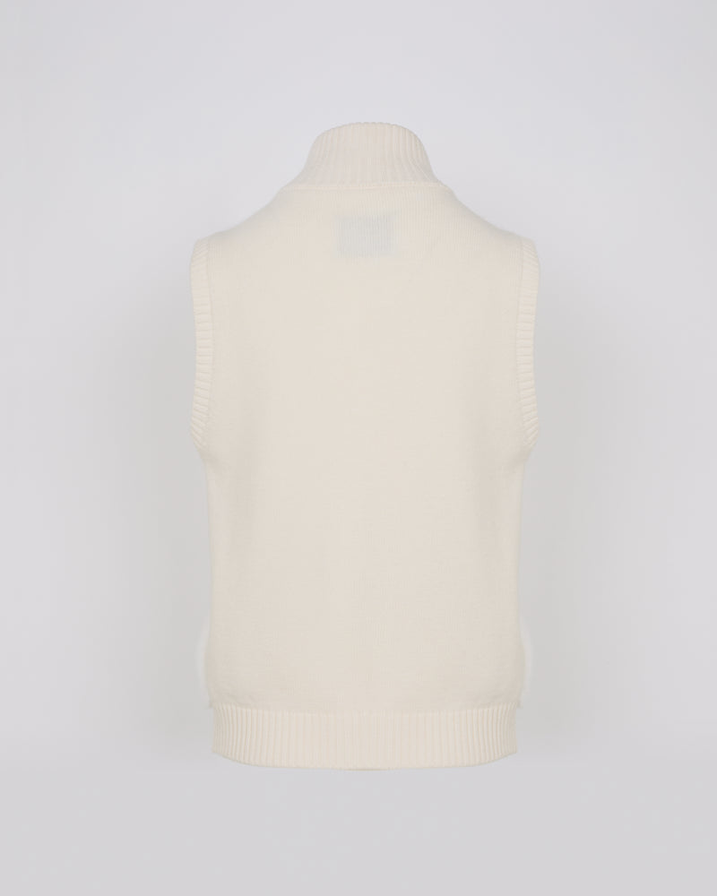 Short knitted gilet in merino and mink
