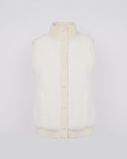 Short knitted gilet in merino and mink