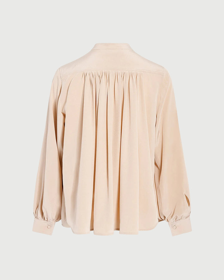 Pleated shirt in light silk crepe -Yves Salomon - New spring summer collection