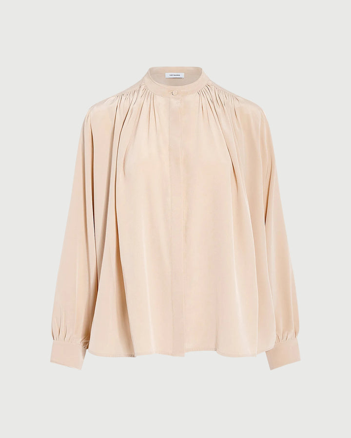Pleated shirt in light silk crepe -Yves Salomon - New spring summer collection