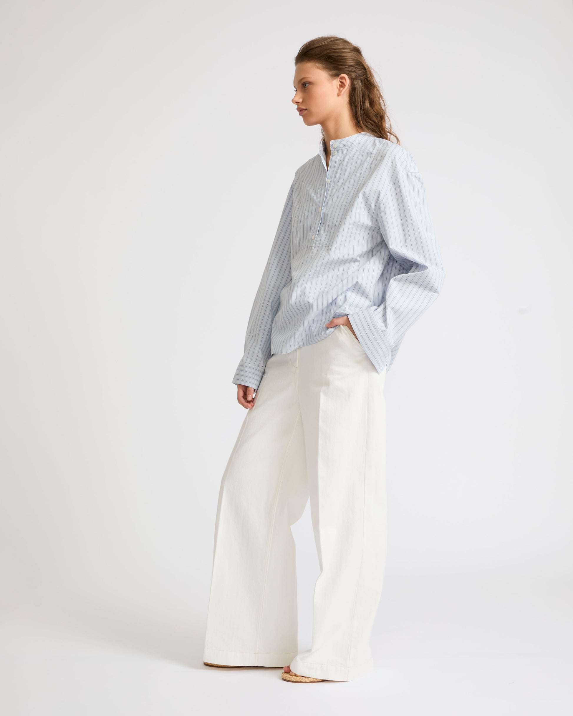 Summer sale -  Striped cotton poplin blouse - Yves Salomon