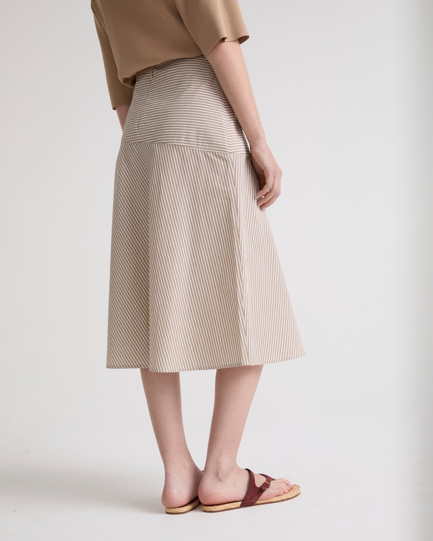 Striped cotton poplin skirt
