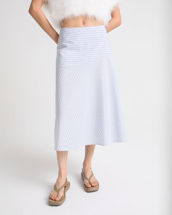 Striped cotton poplin skirt