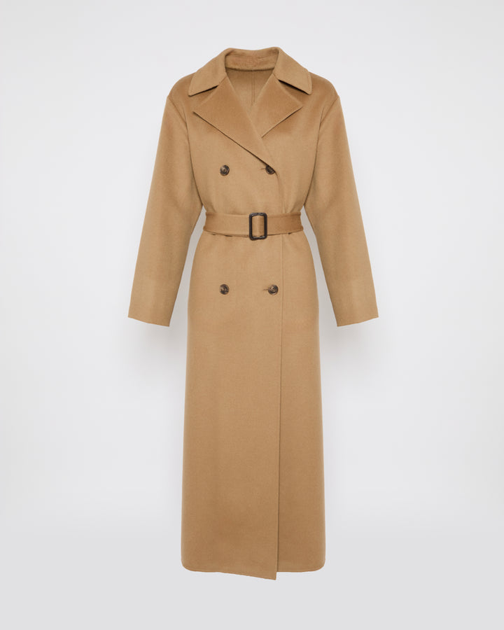 Double-sided wool-blend trench coat