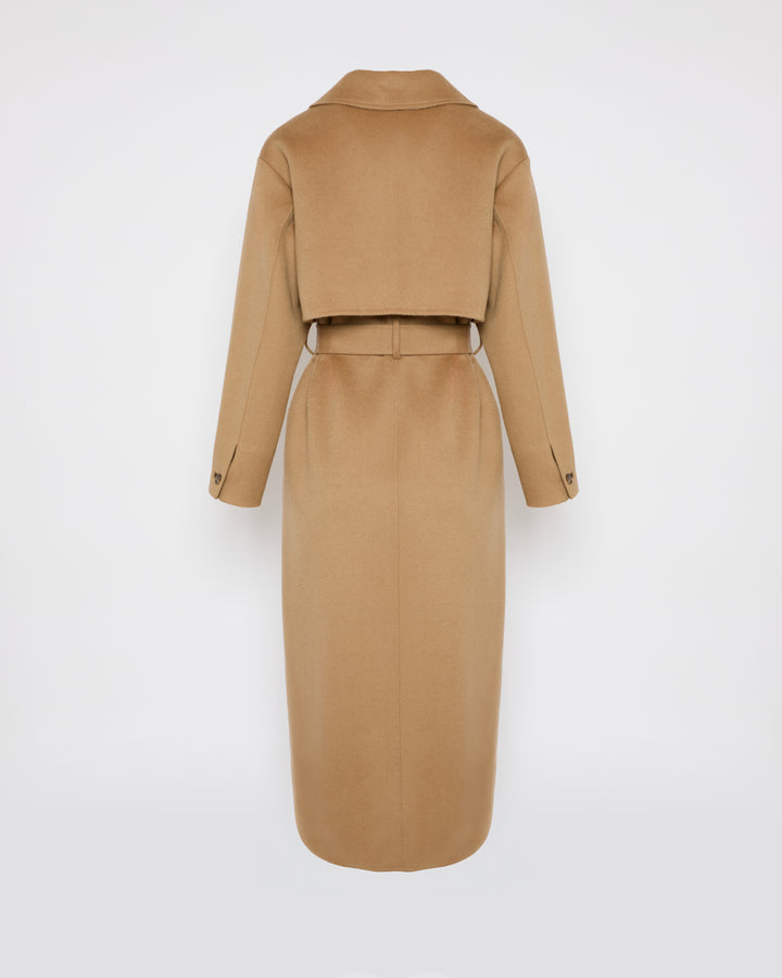 Double-sided wool-blend trench coat