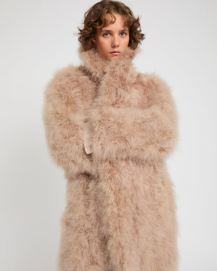 Feather shawl collar coat -Yves Salomon