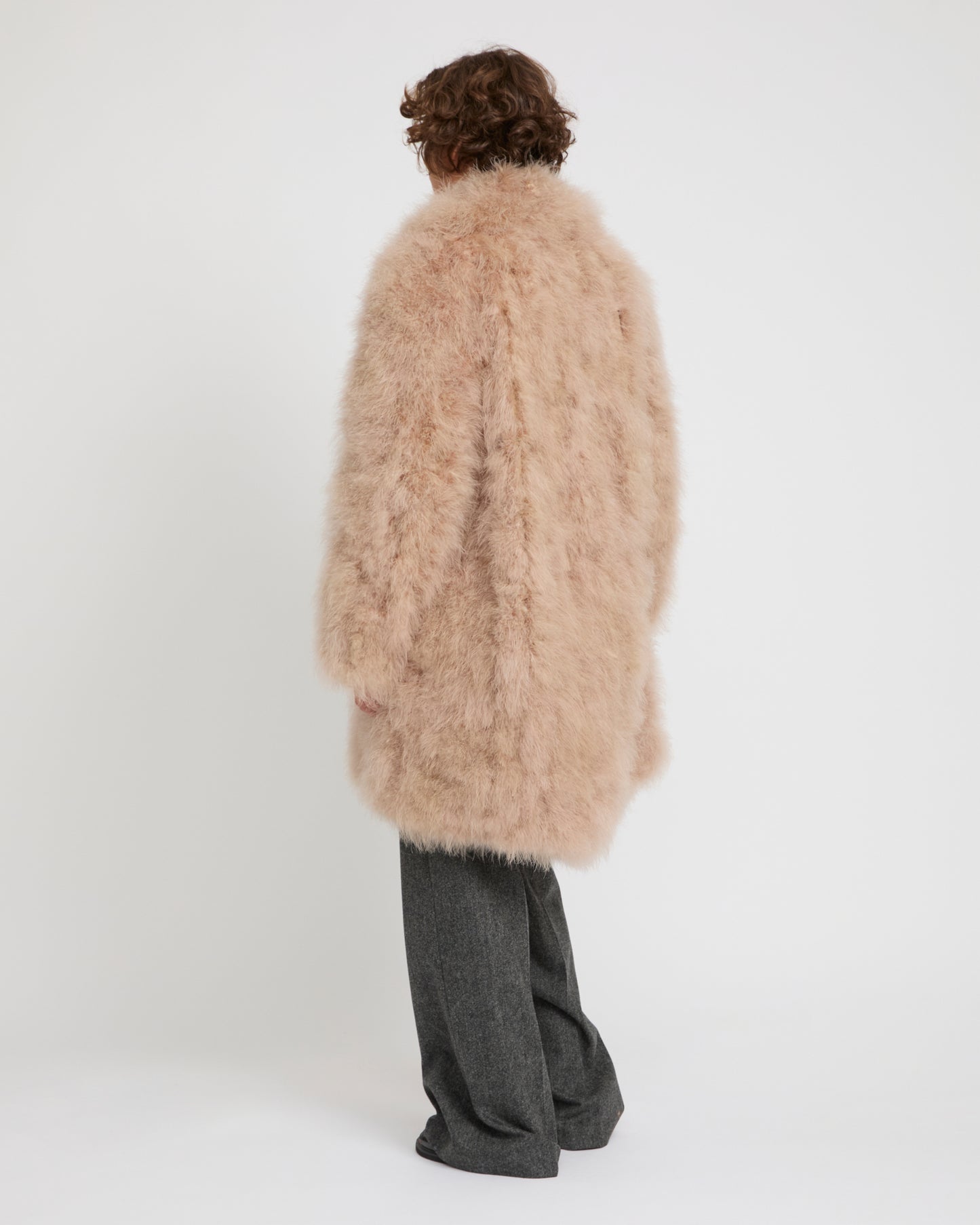 Feather shawl collar coat -Yves Salomon