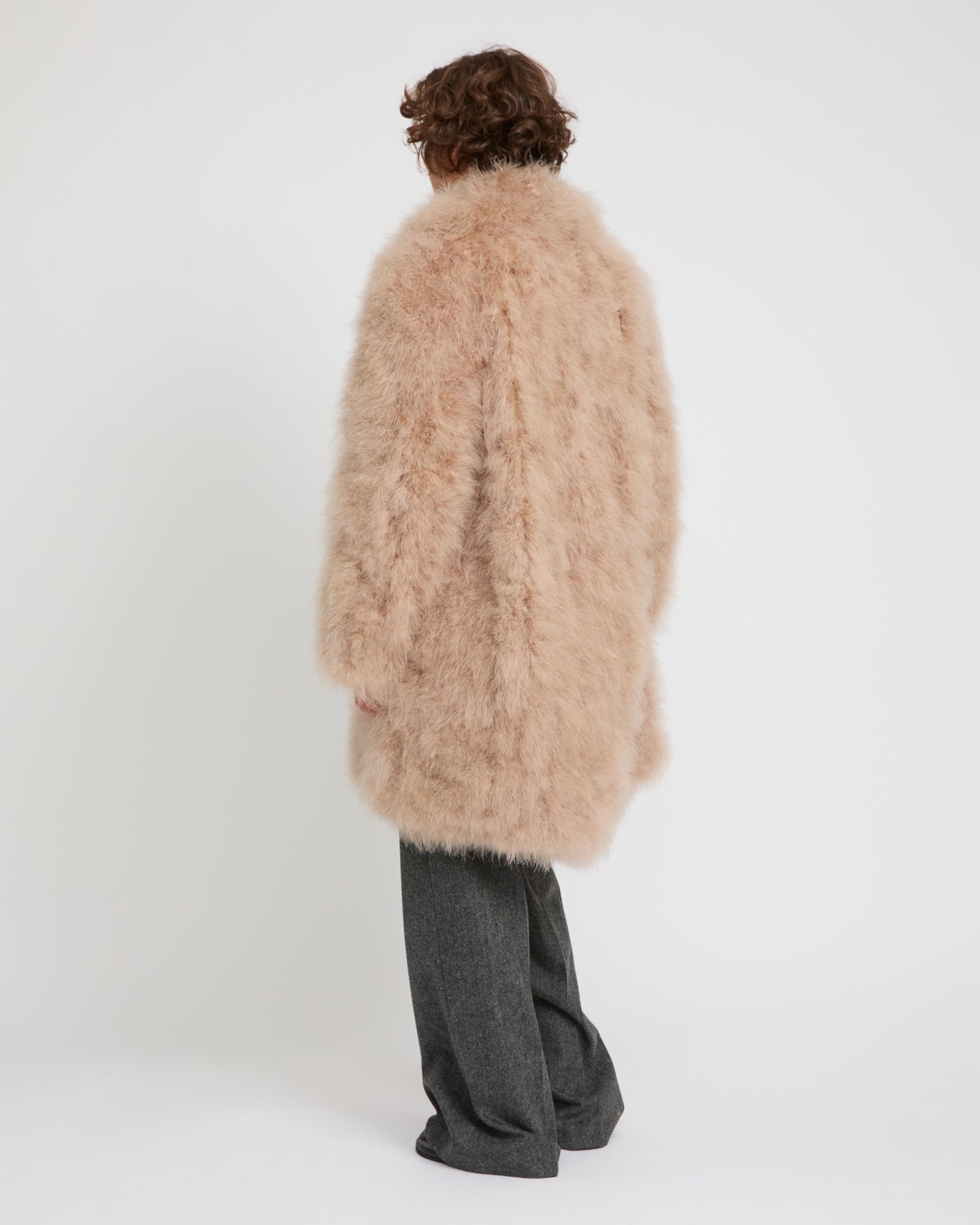 Feather shawl collar coat -Yves Salomon