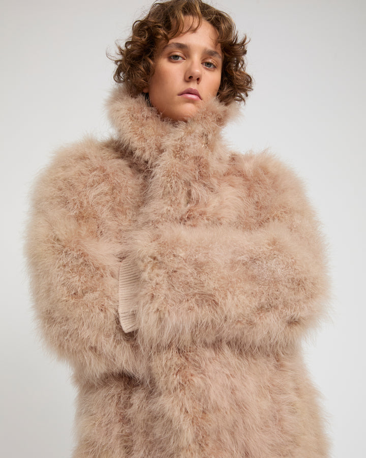 Feather shawl collar coat -Yves Salomon