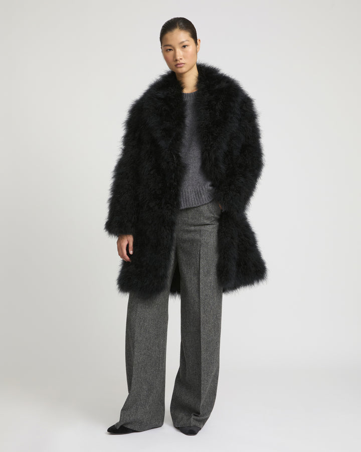Feather shawl collar coat -Yves Salomon