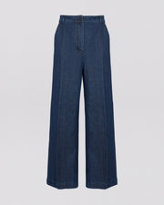 Wide-leg denim trousers