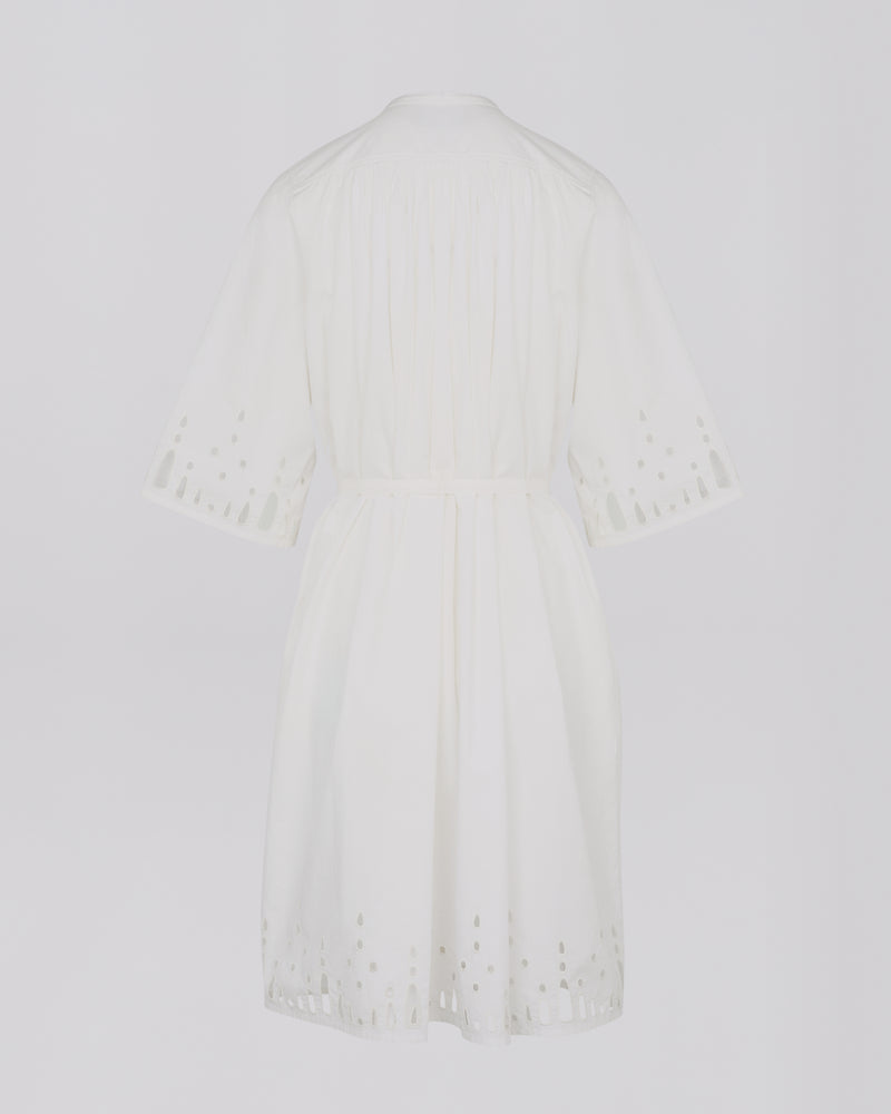 Cotton poplin dress with broderie anglaise