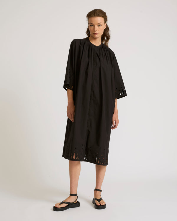 Cotton poplin dress with broderie anglaise