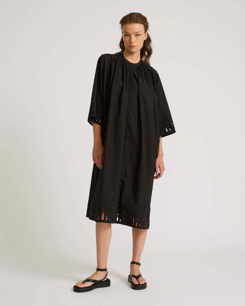 Cotton poplin dress with broderie anglaise