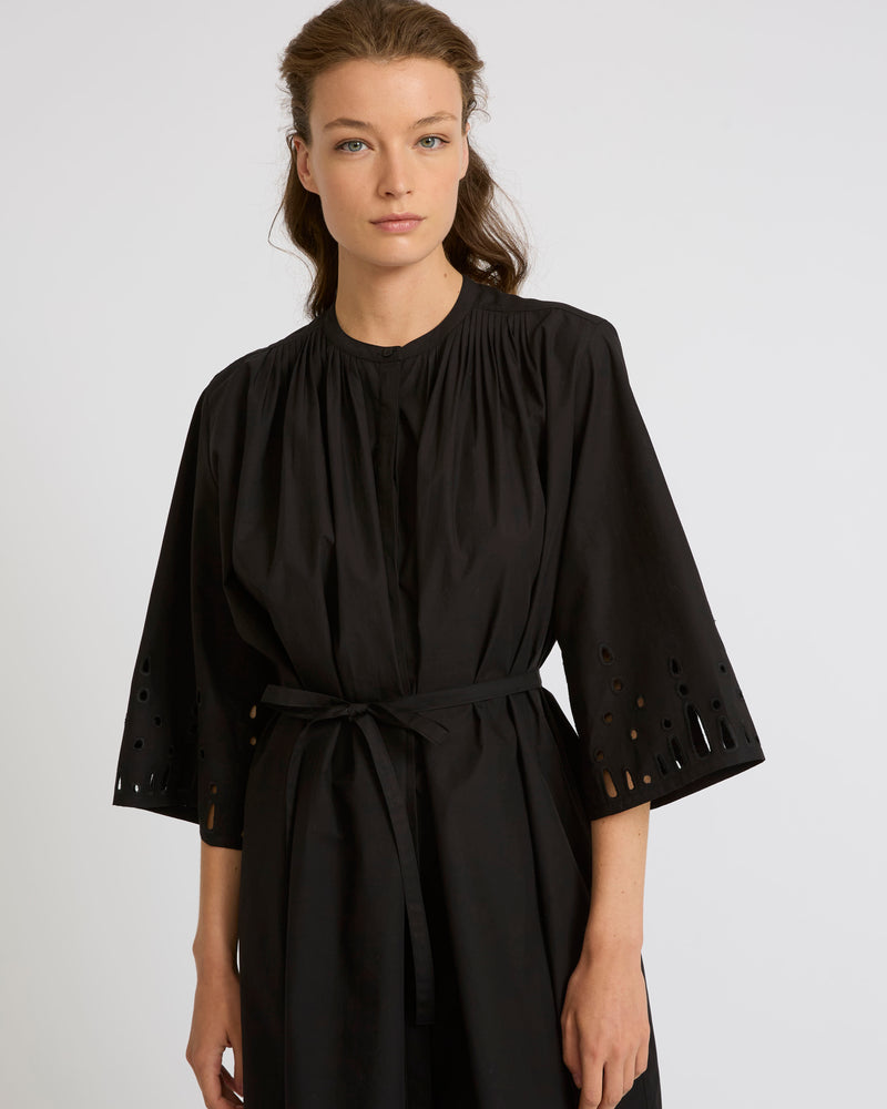 Cotton poplin dress with broderie anglaise