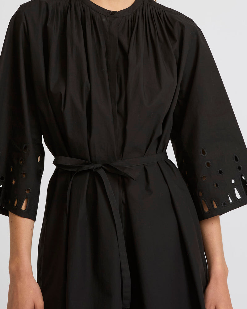 Cotton poplin dress with broderie anglaise