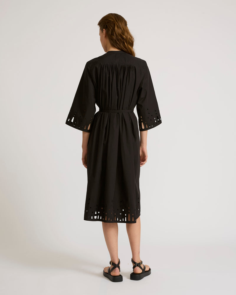 Cotton poplin dress with broderie anglaise