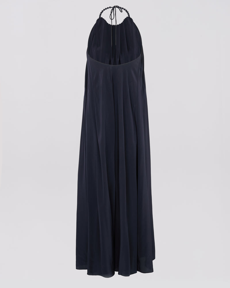 Necklace draped dress in light silk crepe