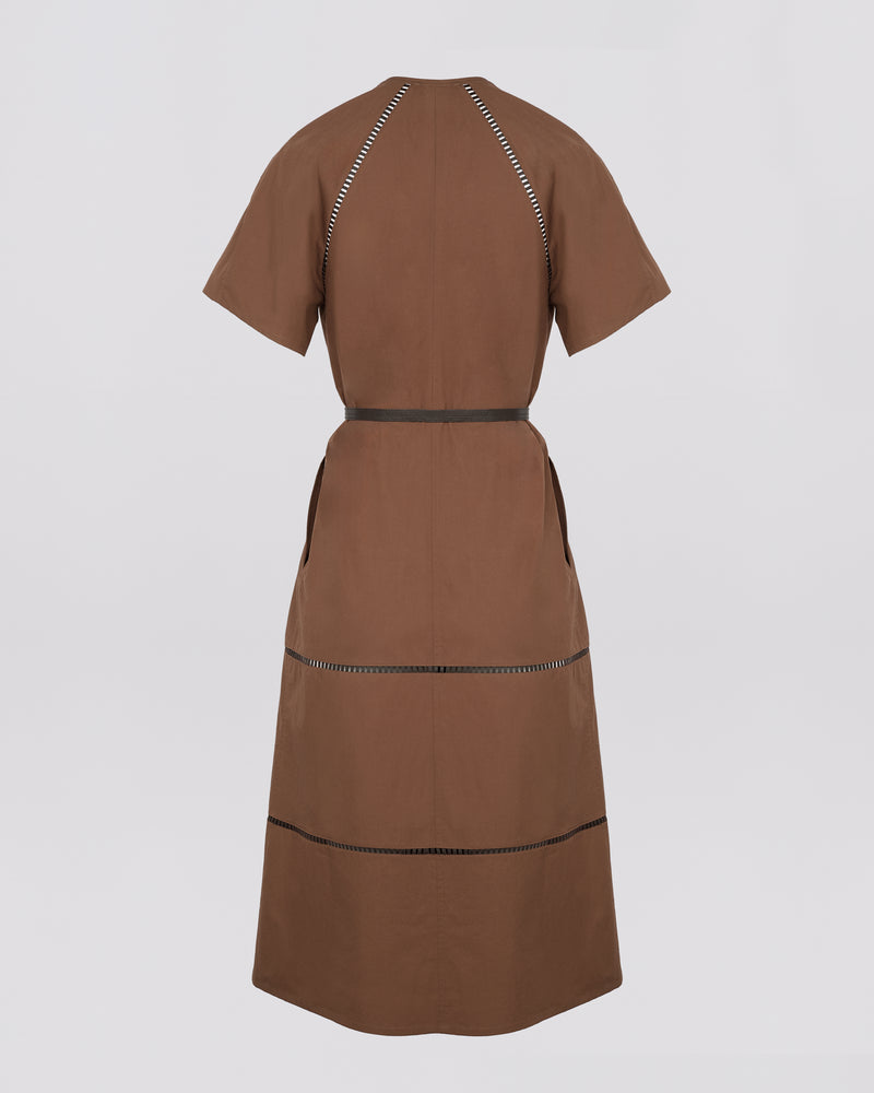 Cotton poplin dress with broderie anglaise