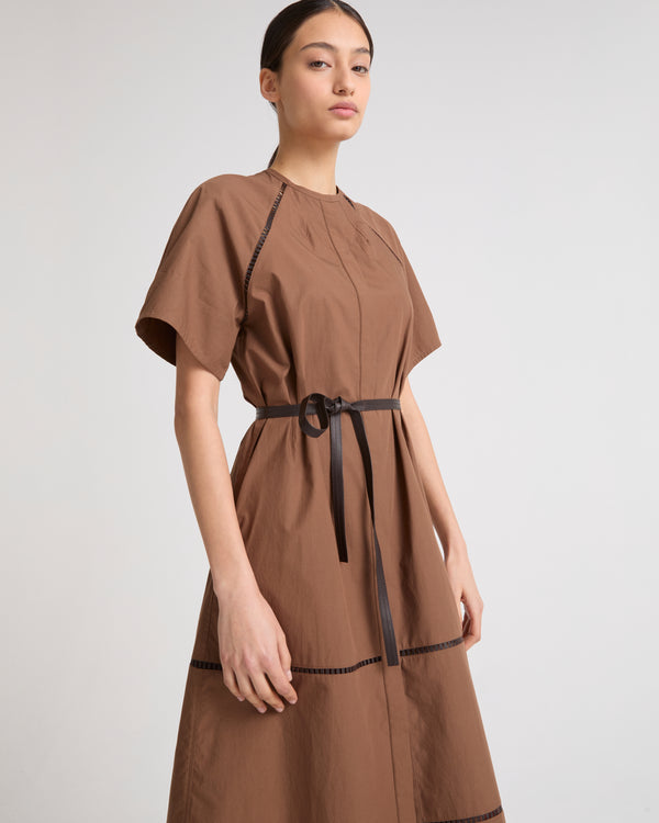 DRESS COTON POPLIN/LAMB LEATHER - brown - Yves Salomon