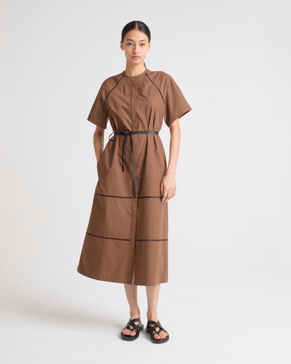 Cotton poplin dress with broderie anglaise