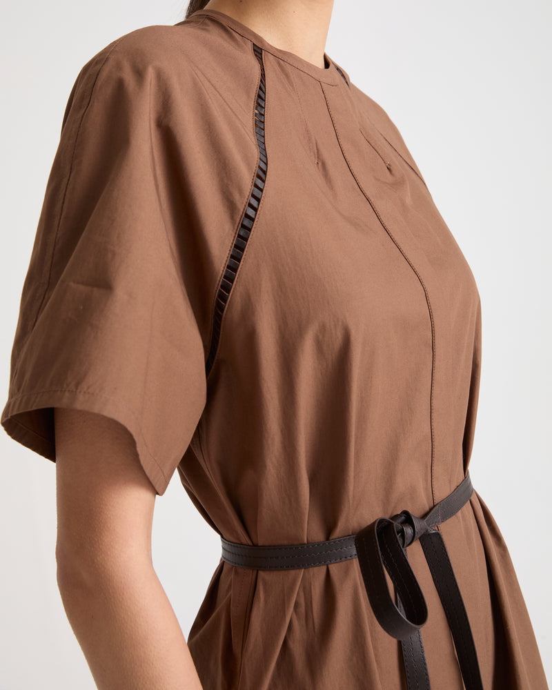 Cotton poplin dress with broderie anglaise