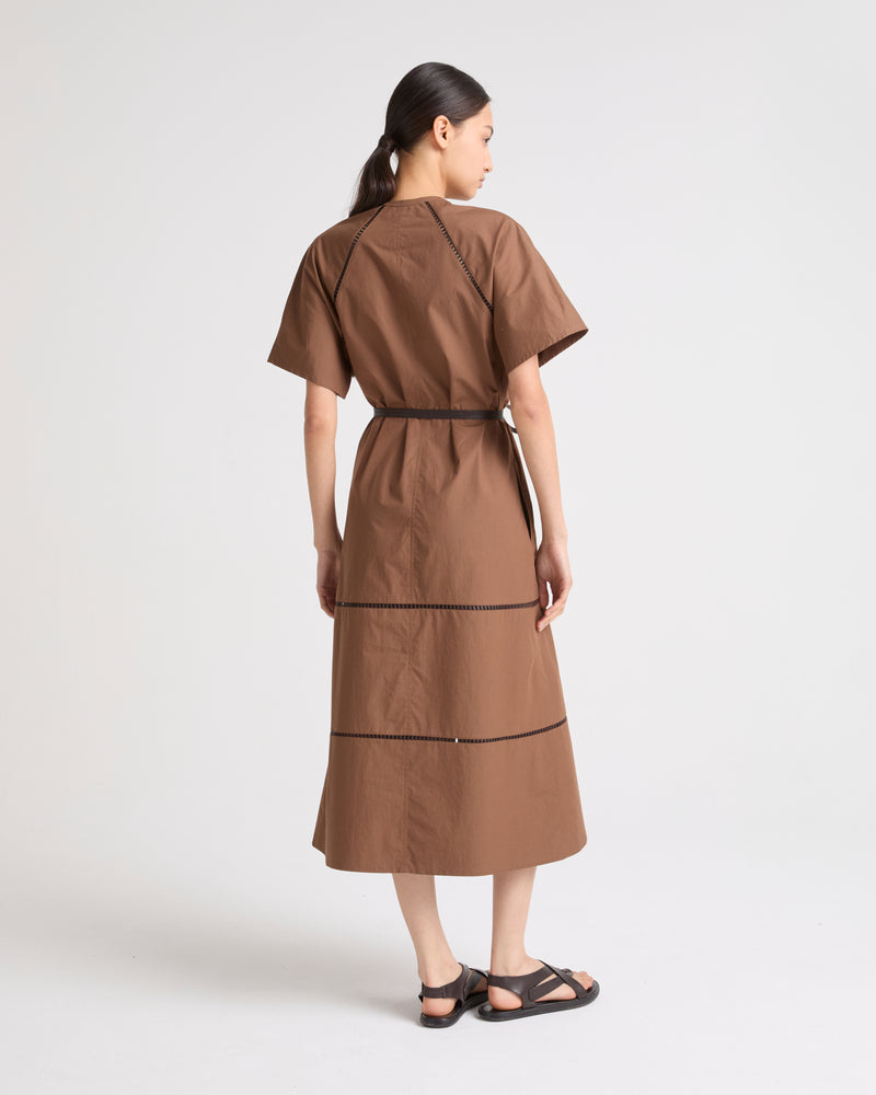 Cotton poplin dress with broderie anglaise