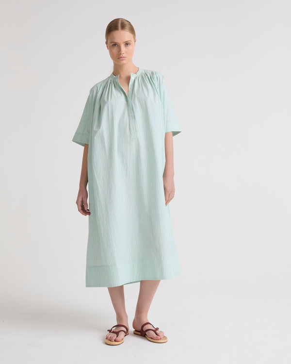 DRESS STRIPED POPLIN - green stripes - Yves Salomon