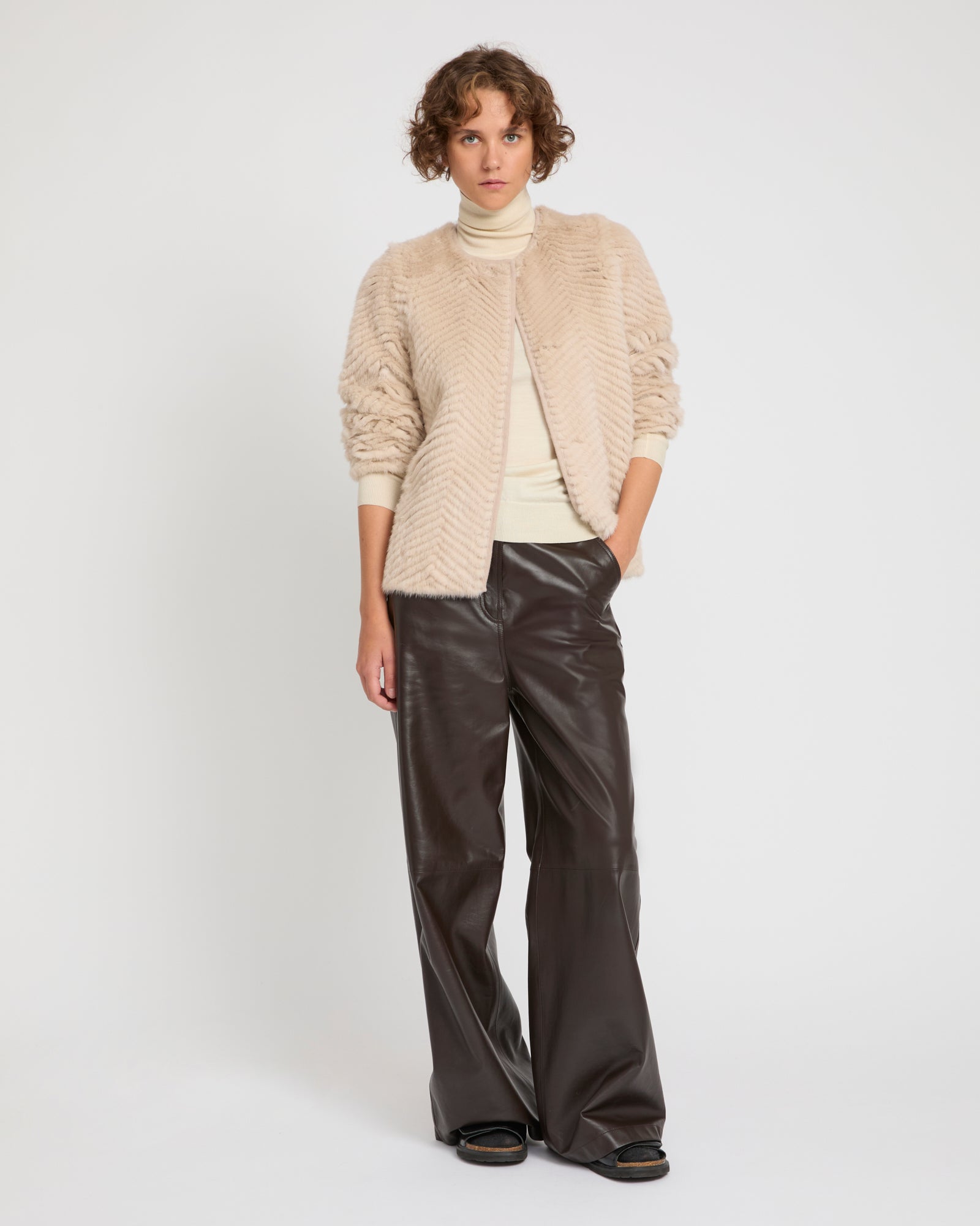 Merino knit and mink jacket -Yves Salomon