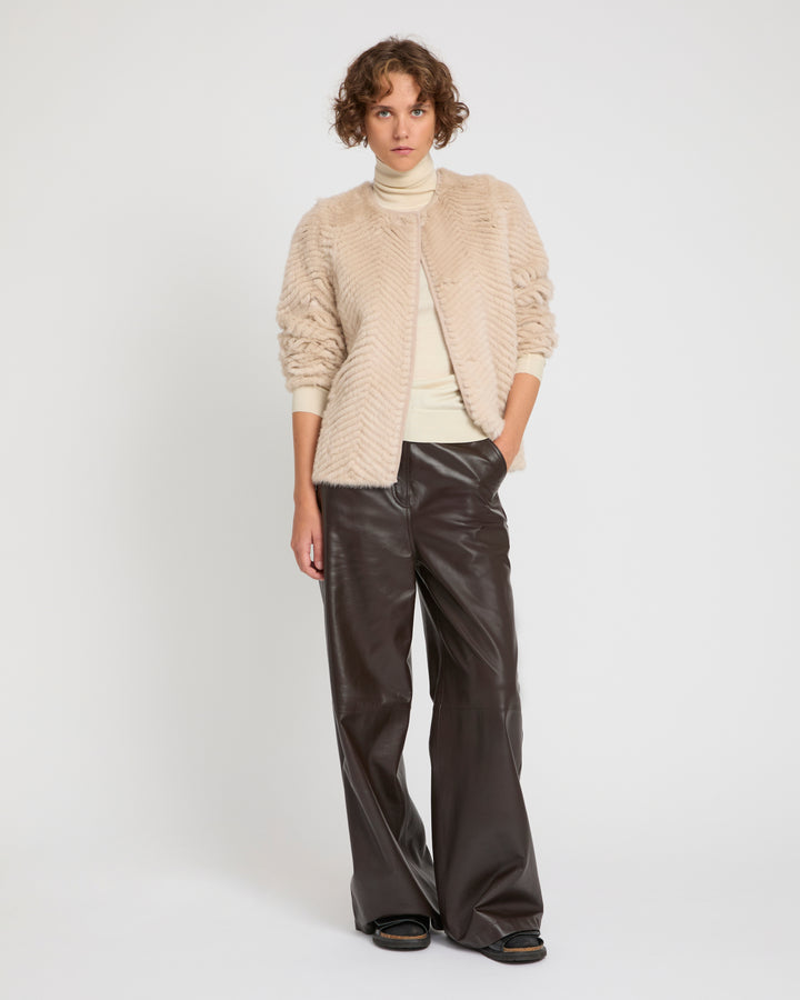 Merino knit and mink jacket -Yves Salomon
