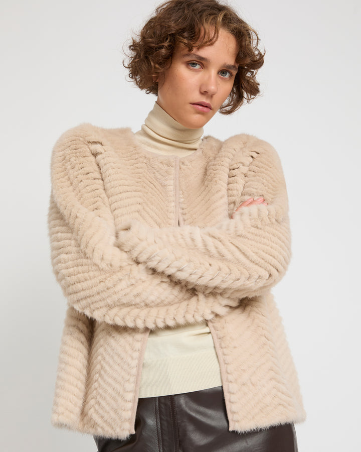 Merino knit and mink jacket -Yves Salomon