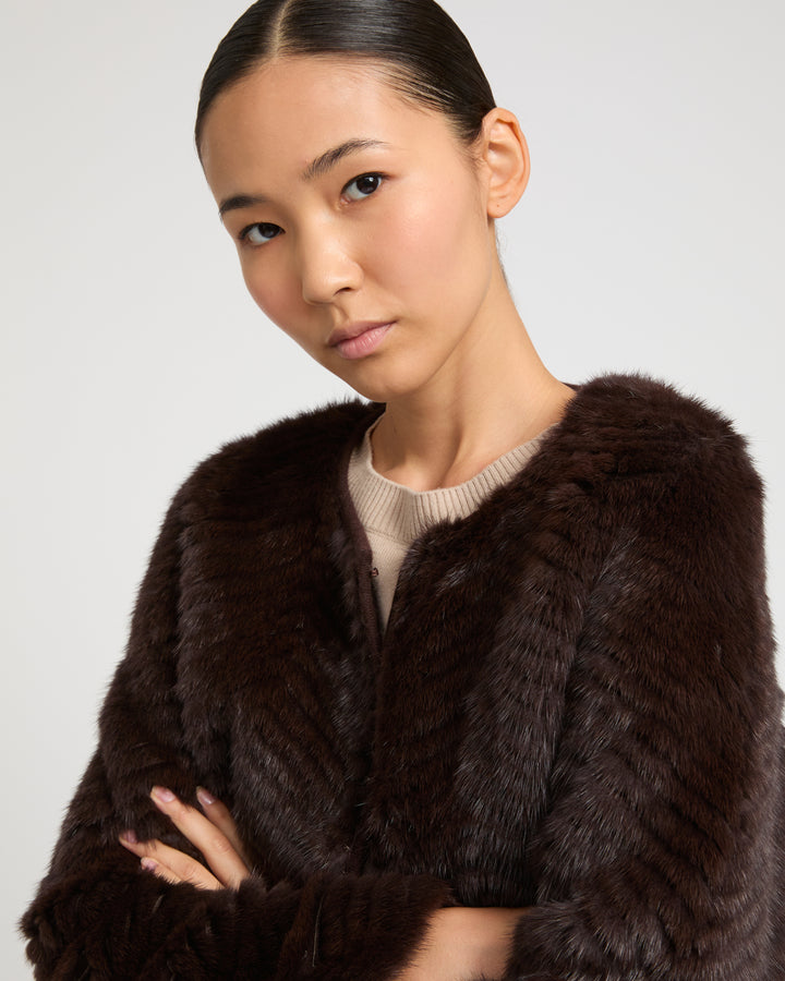 Merino knit and mink jacket -Yves Salomon