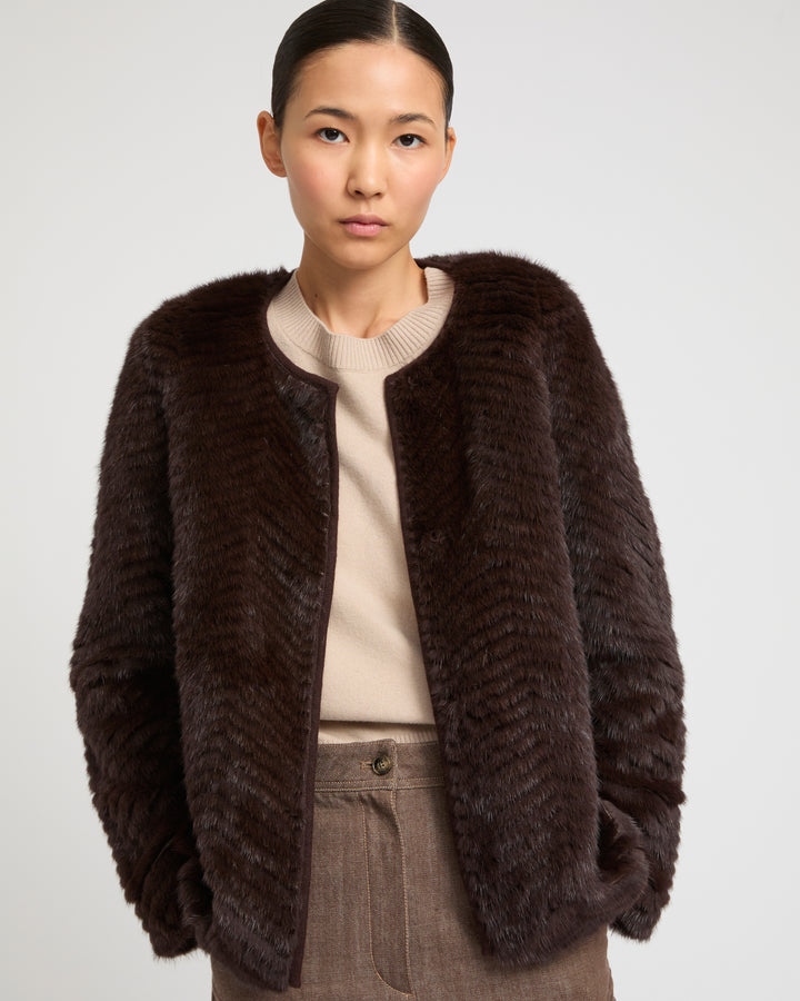 Merino knit and mink jacket -Yves Salomon