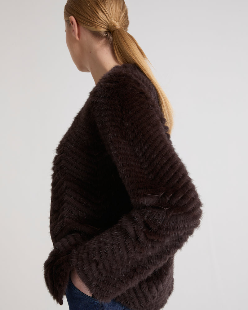Merino knit and mink fur jacket - Yves Salomon