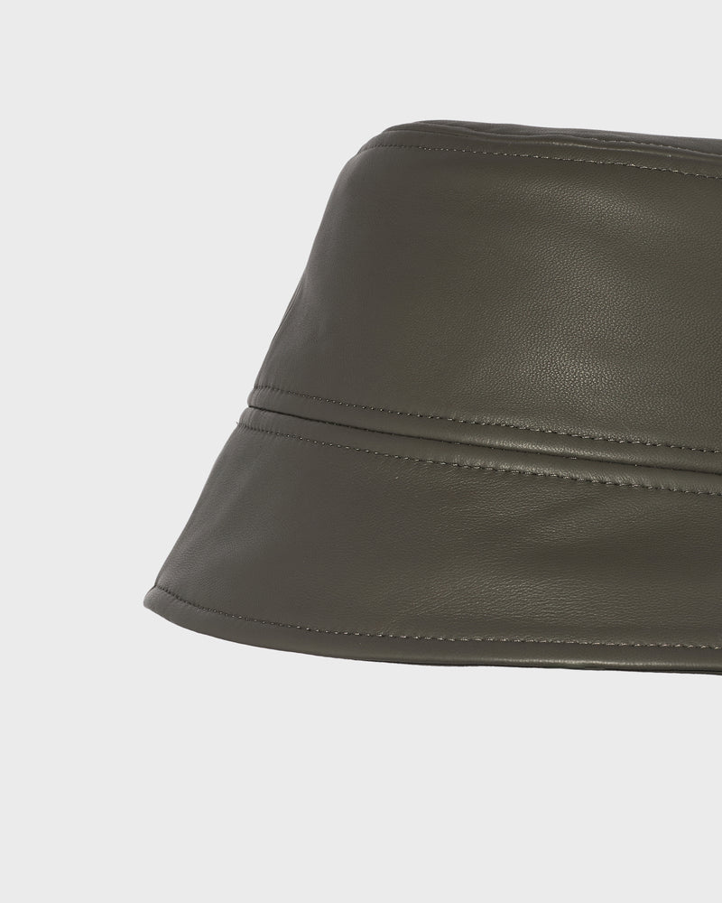 Leather bucket hat - grey - Yves Salomon