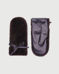 Mink fur and leather mittens