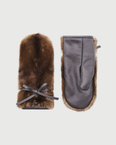 Mink fur and leather mittens