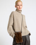 Mink fur and leather bag