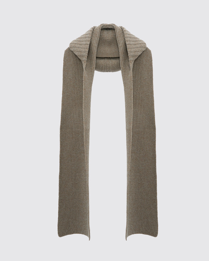 Cashmere and wool knit hooded scarf -Yves Salomon