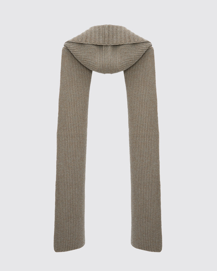 Cashmere and wool knit hooded scarf -Yves Salomon