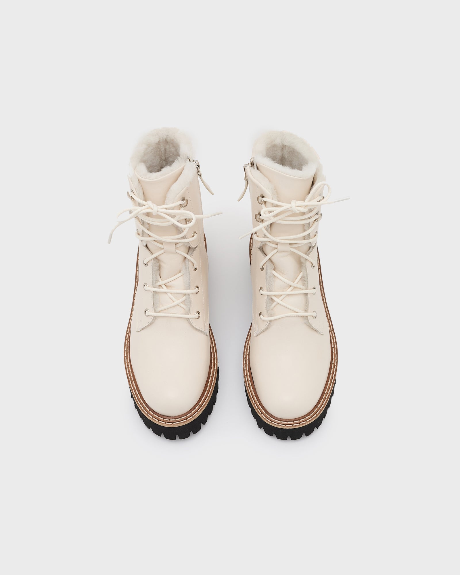 Lace-up boots in stiff Merinillo - white - Yves Salomon – Yves