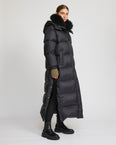 Extra-long down jacket with hood