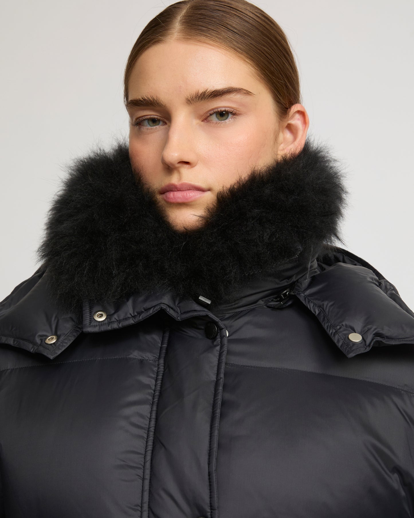 Extra-long down jacket with hood -Yves Salomon