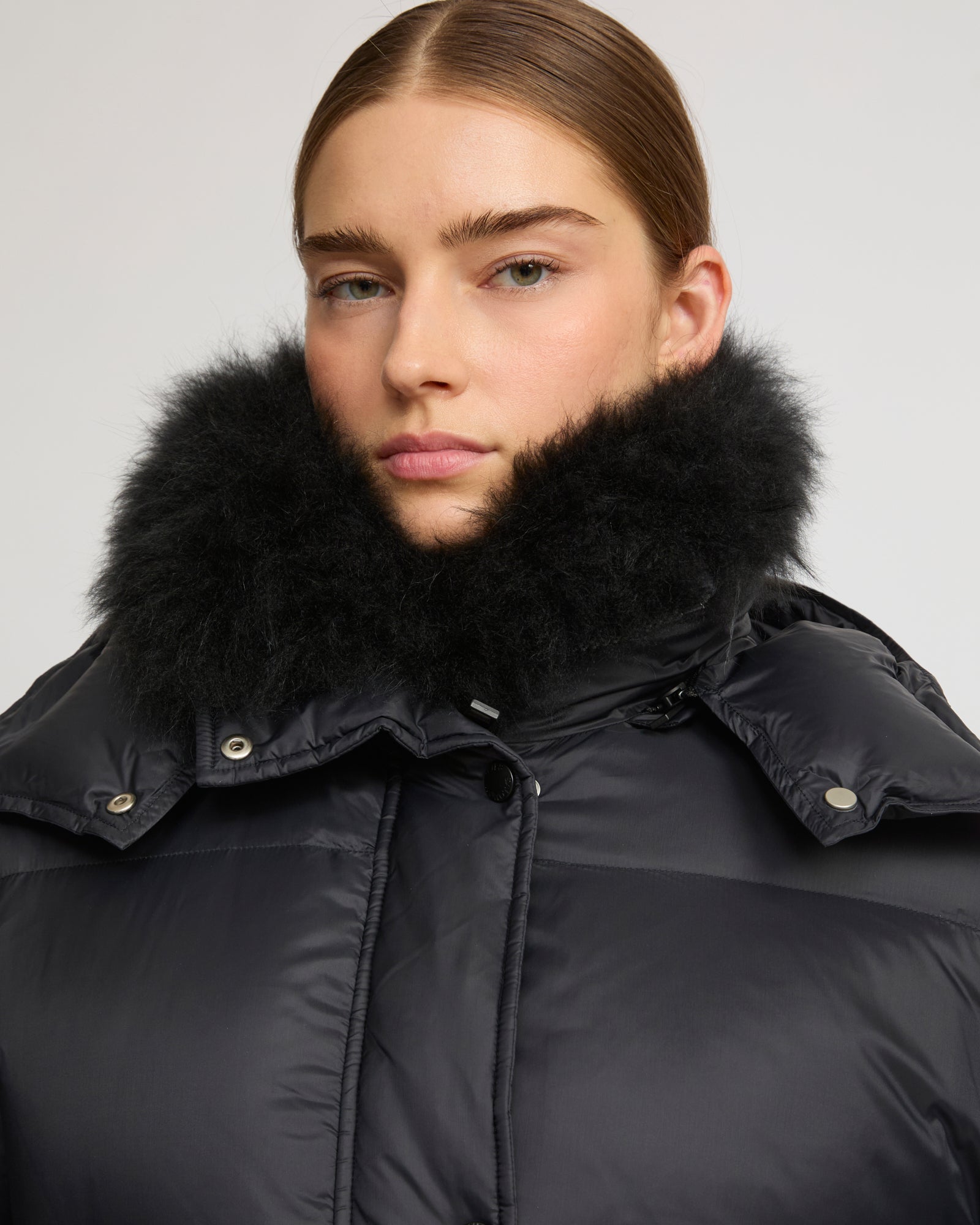 Extra-long down jacket with hood -Yves Salomon
