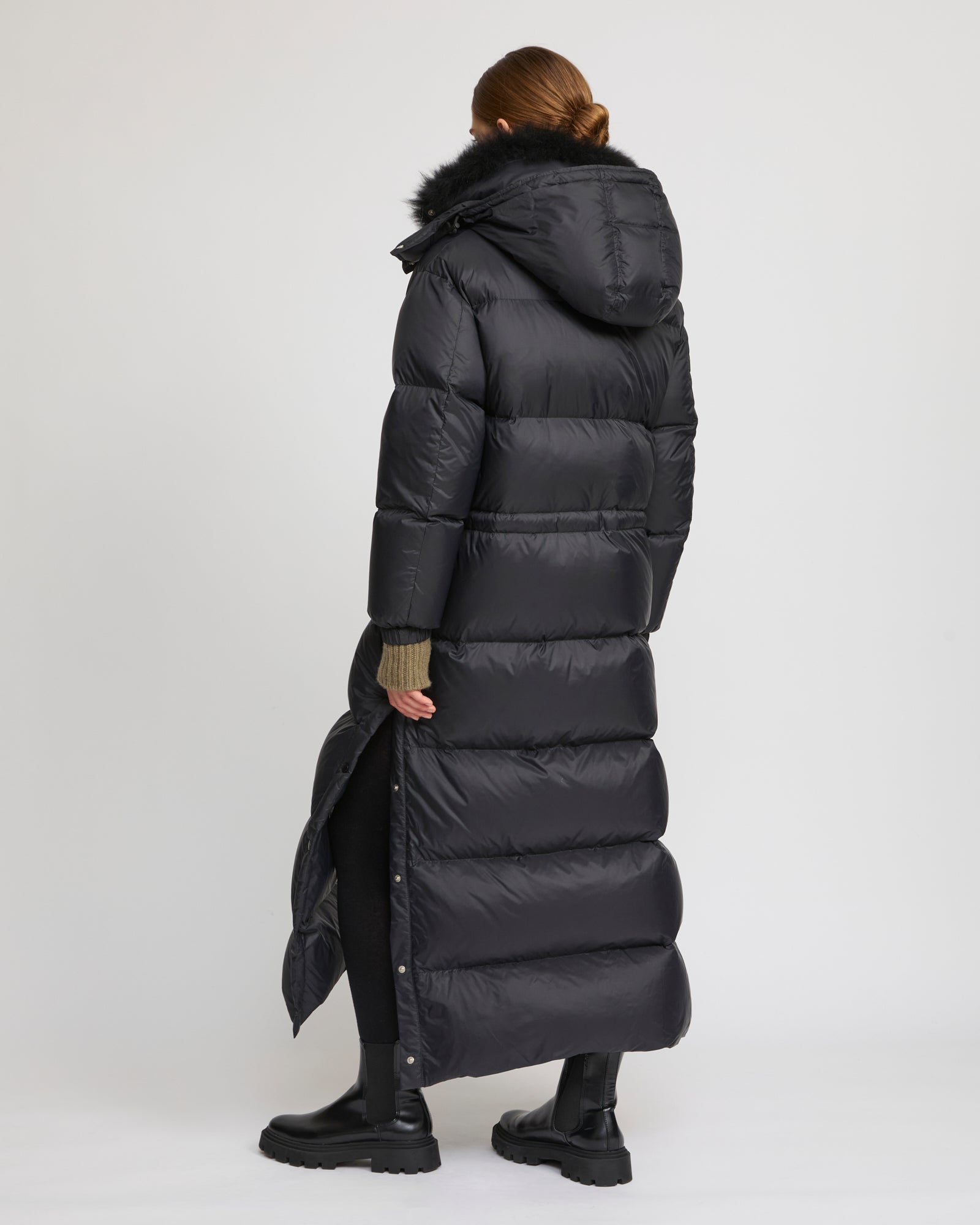 Extra-long down jacket with hood -Yves Salomon