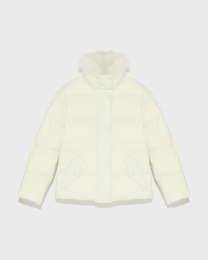 Black Friday 2025- Down jacket with fluffy lambswool trim-Yves Salomon-Winter sale & boxing day