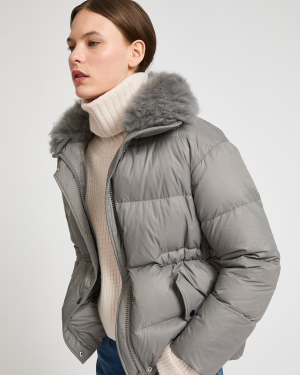 Down jacket with fluffy lambswool trim-Yves Salomon-Winter sale & boxing day